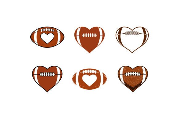 American Football Heart Love Vector Icon for Crafts