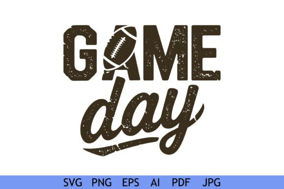 Distressed Game Day Football Typography for Crafts