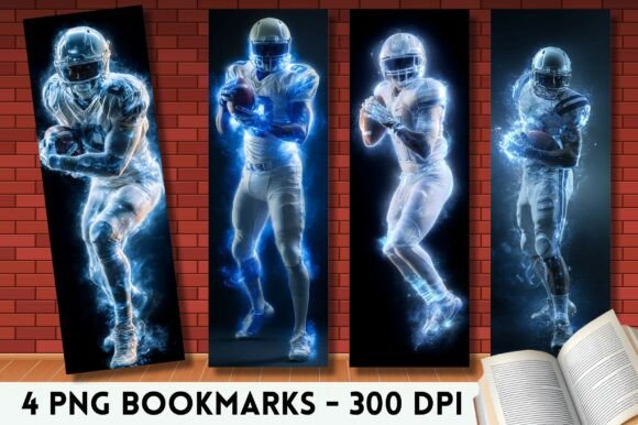 Electric Glow Football Player Bookmark Graphics & Crafts