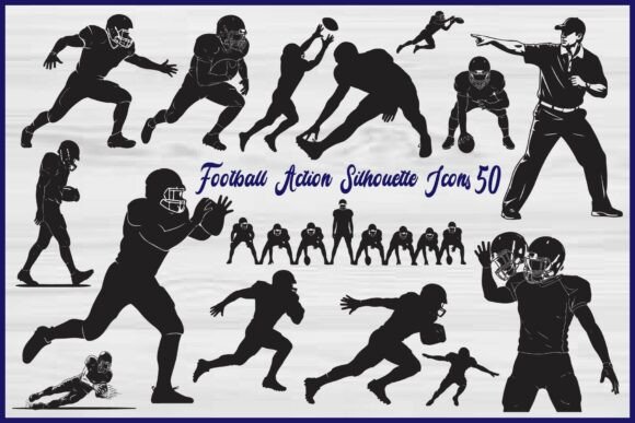 Football Action Silhouette: Graphics for Crafts