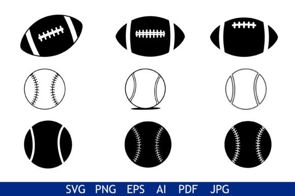 Football and Baseball Icon Set for Graphics and Crafts