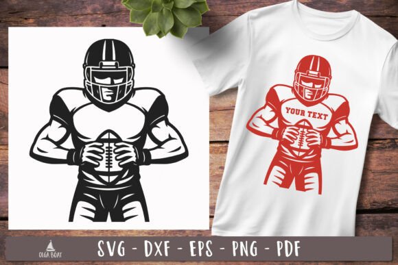 Football Player SVG Custom Design for Graphics & Crafts