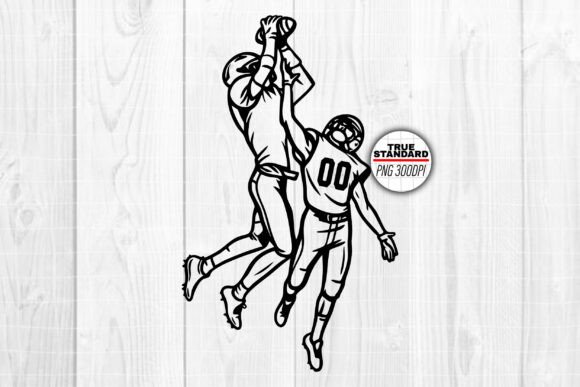 Football Players Jump Catch Graphics for Crafts