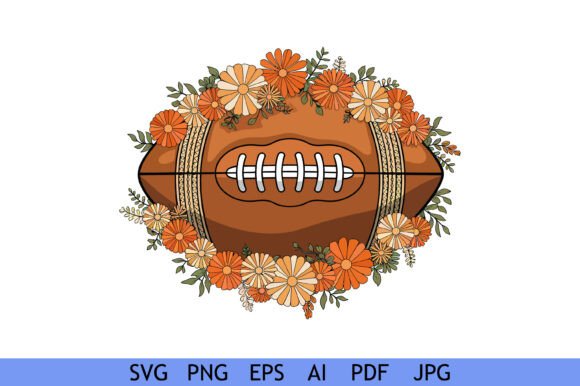 Football with Orange Floral Decoration Graphics & Crafts