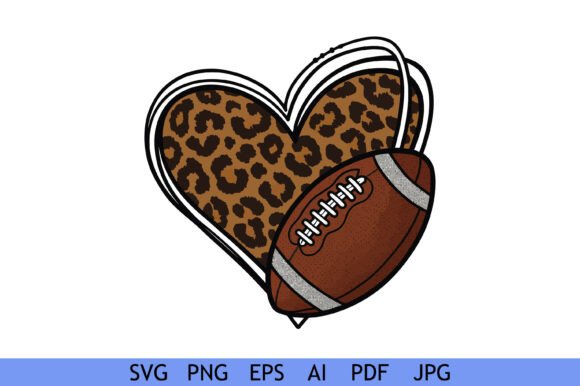 Leopard Heart with Football Vector for Crafts